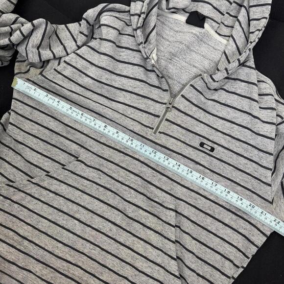 Y2K Oakley Quarter zip Hoodie Men size M Striped Skate 2000s Fleece Relax Gray - Picture 9 of 10